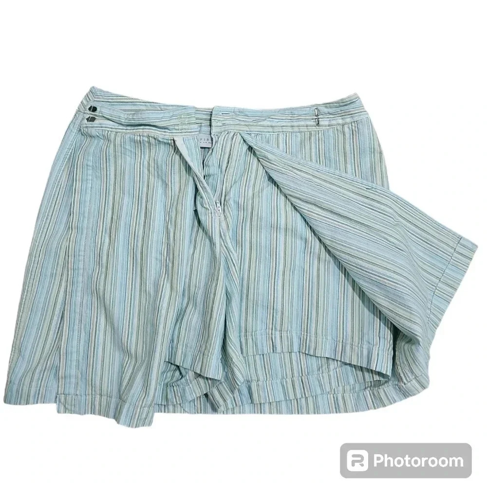 Liz Claiborne Womens Size 14 Skort Blue Green Stripe Cotton Y2K Preppy - Picture 5 of 7